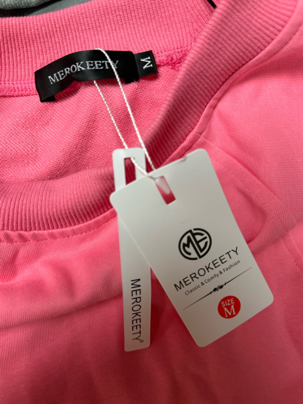 Coral Pink Lounge Set - Sweatshirt & Shorts - Picture 6 of 7